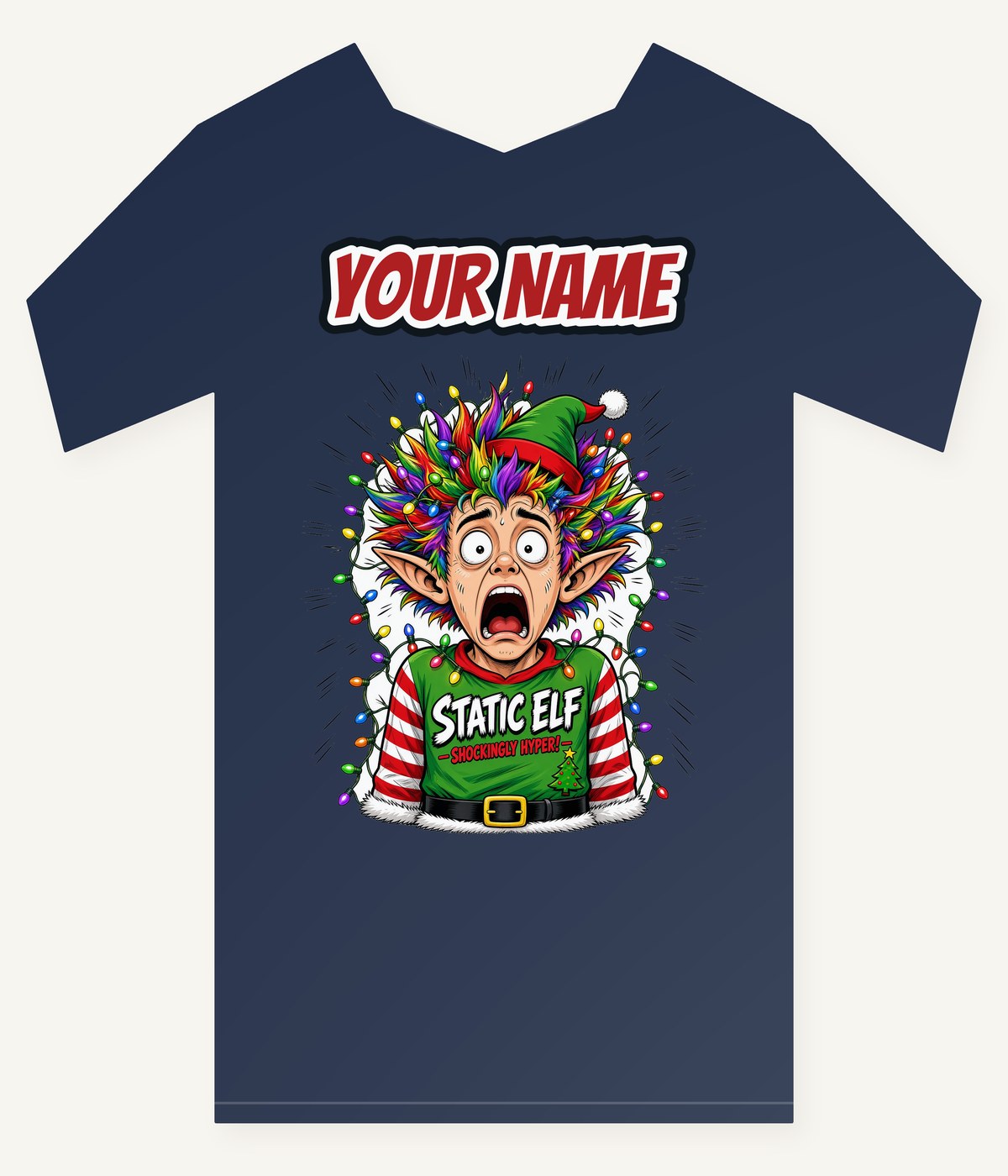 Static Elf Personalised Kids and Baby Christmas Tee