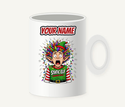 Static Elf Personalised Christmas Mug