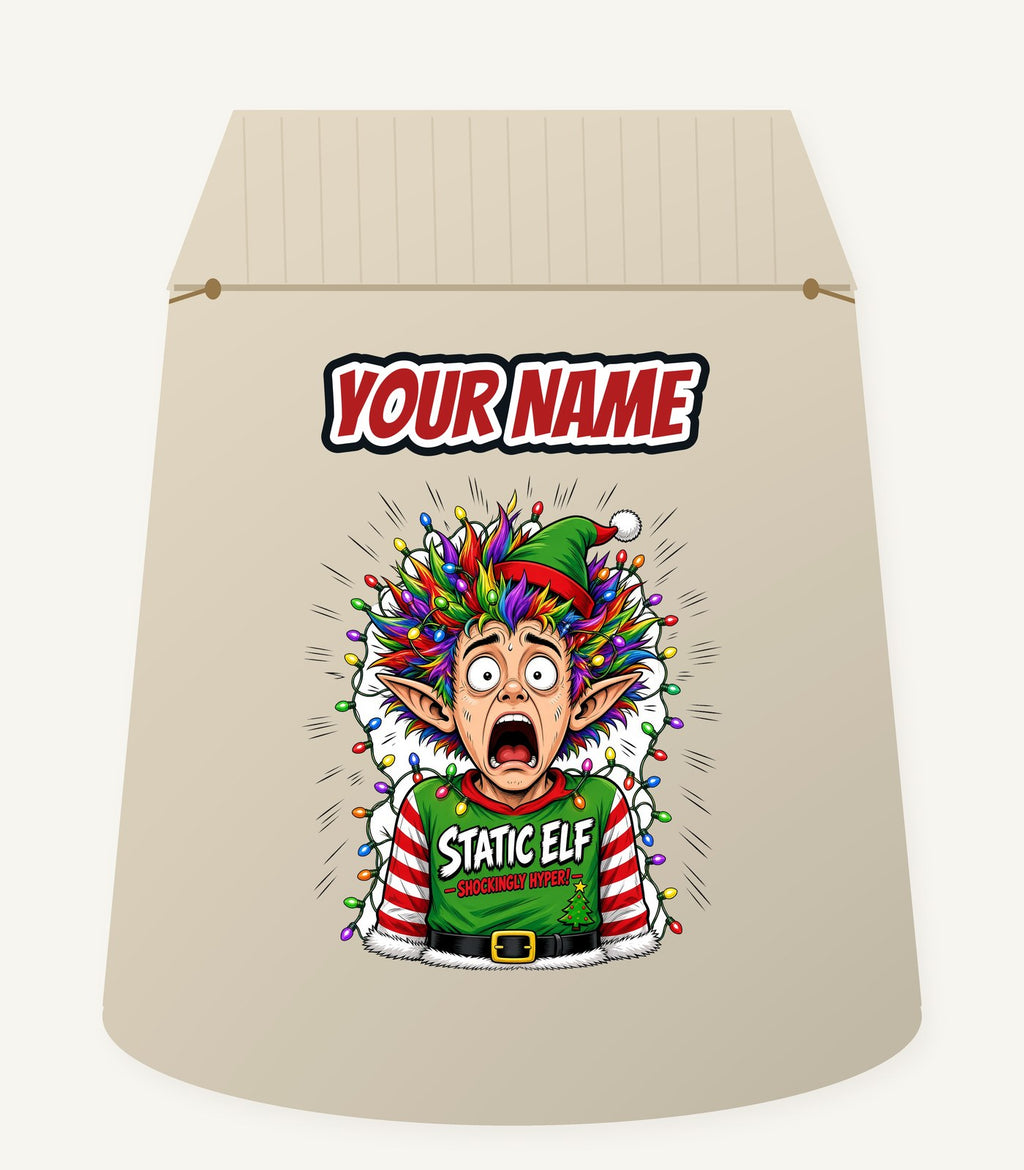 Static Elf Personalised Santa Sack