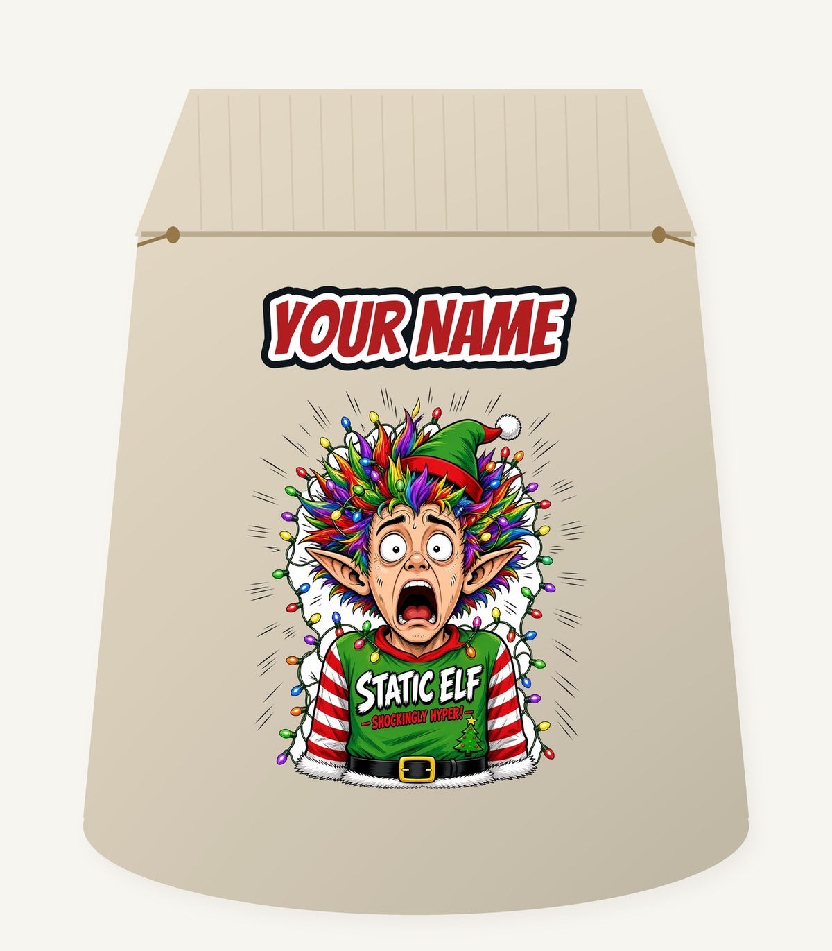 Static Elf Personalised Santa Sack