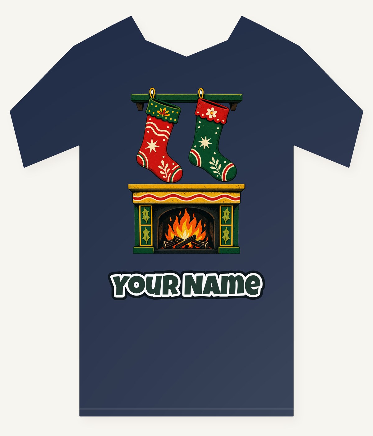Stockings Above the Fireplace Personalised Kids Tee and Baby Bodysuit