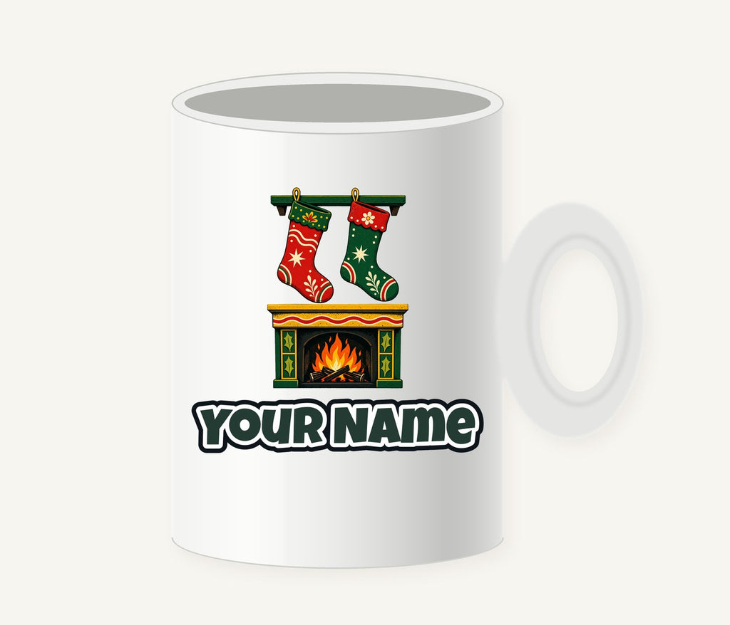 Stockings Above the Fireplace Personalised Christmas Mug