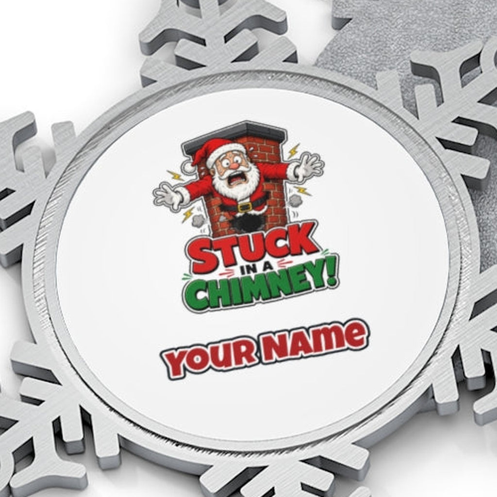 Stuck in a Chimney Personalised Pewter Christmas Ornament