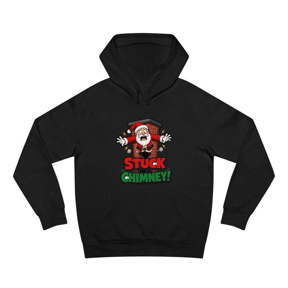 Stuck in a Chimney personalised Christmas hoodie in black