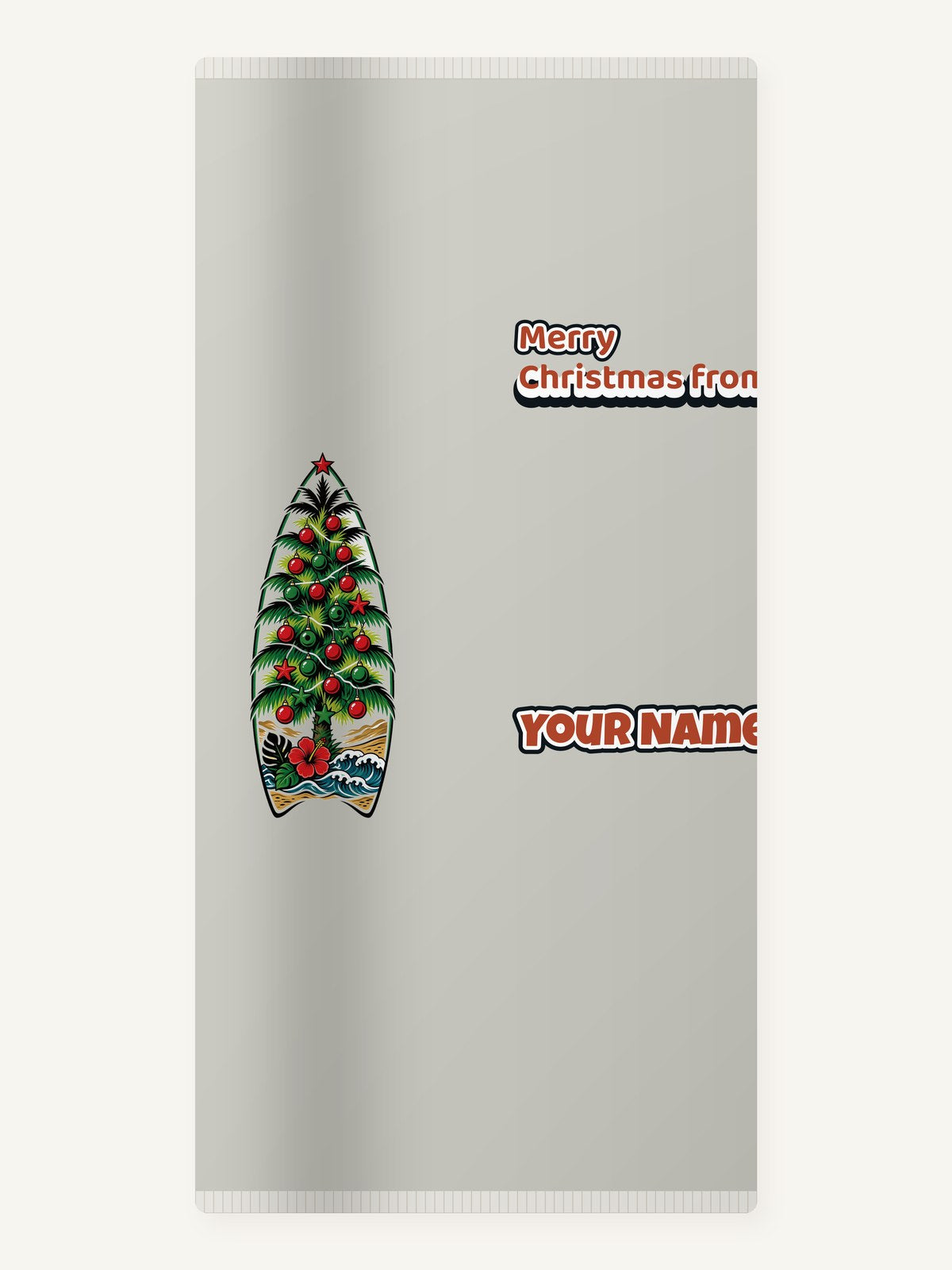 Surfboard Christmas Tree Personalised Beach Towel