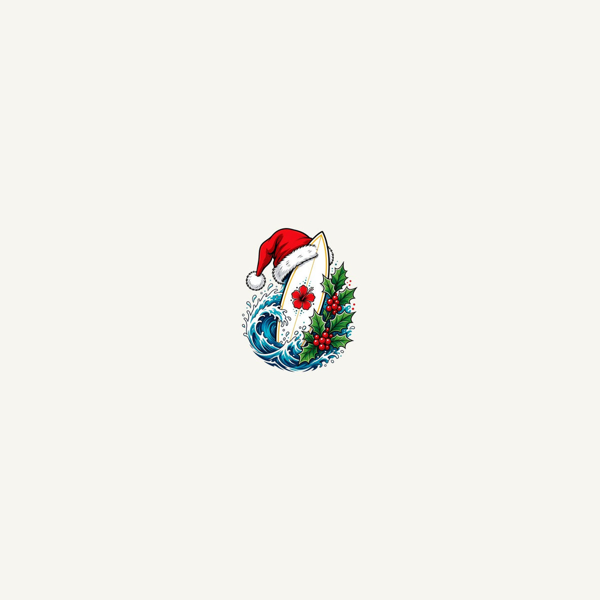 Surfboard in a Santa Hat Personalised Beach Towel