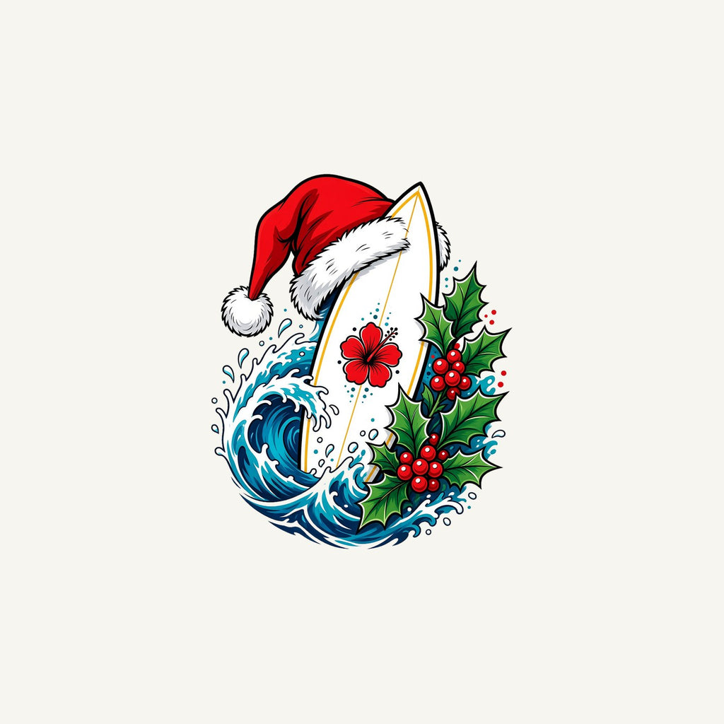 Surfboard in a Santa Hat Personalised Christmas Mug