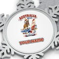 Surfing Kangaroo Christmas Personalised Pewter Christmas Ornament