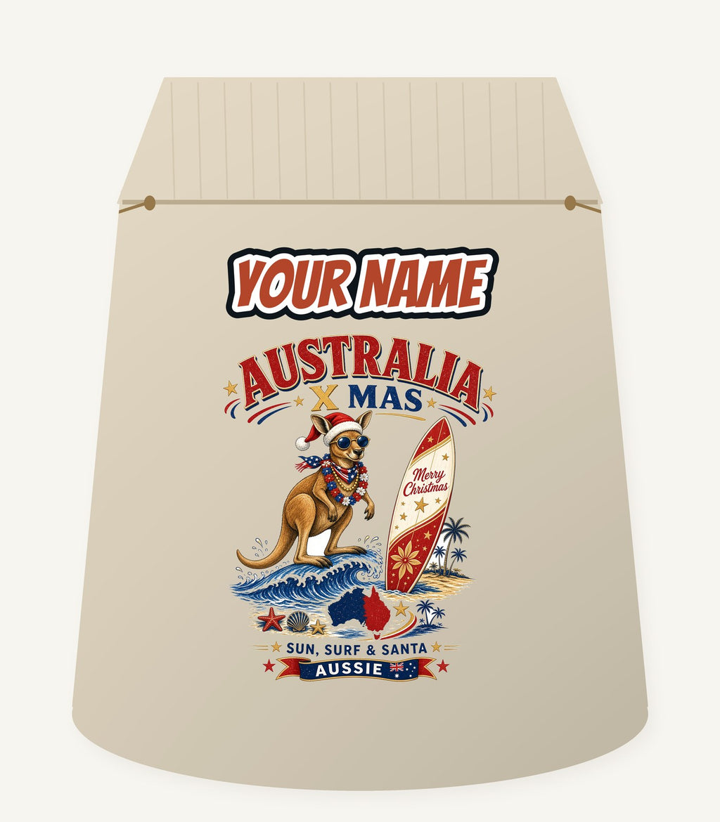 Surfing Kangaroo Christmas Personalised Santa Sack