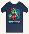 Surfing Reindeer Big Wave Personalised Kids and Baby Christmas Tee