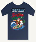 Surfing Santa Big Wave Personalised Kids and Baby Christmas Tee