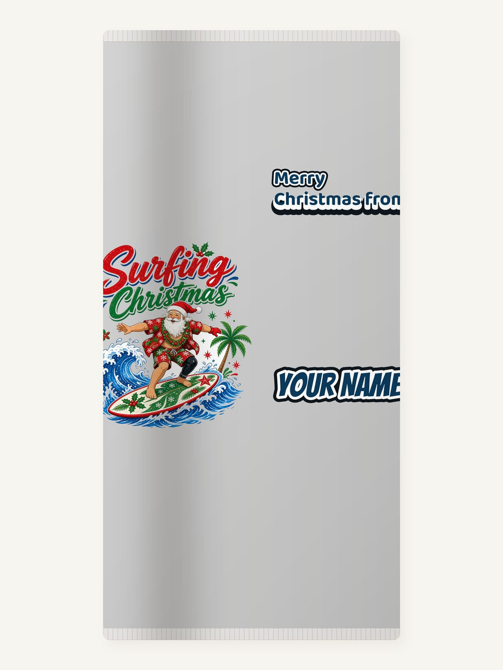 Surfing Santa Big Wave Personalised Beach Towel