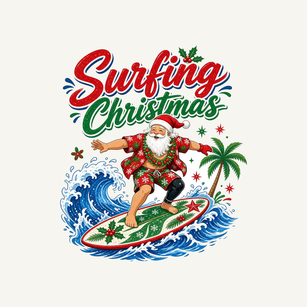 Surfing Santa Big Wave Personalised Christmas T-Shirt and Hoodie
