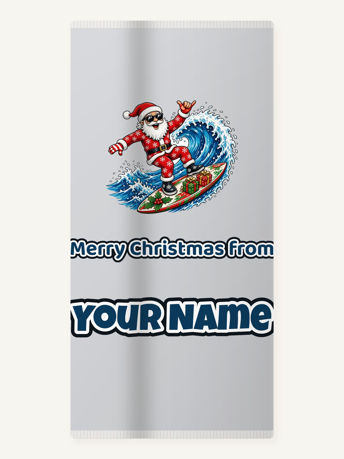 Surfing Santa Hang Loose Personalised Beach Towel