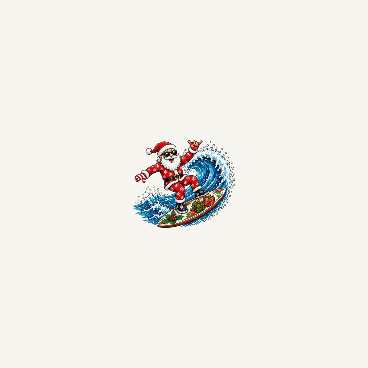 Surfing Santa Hang Loose Personalised Beach Towel