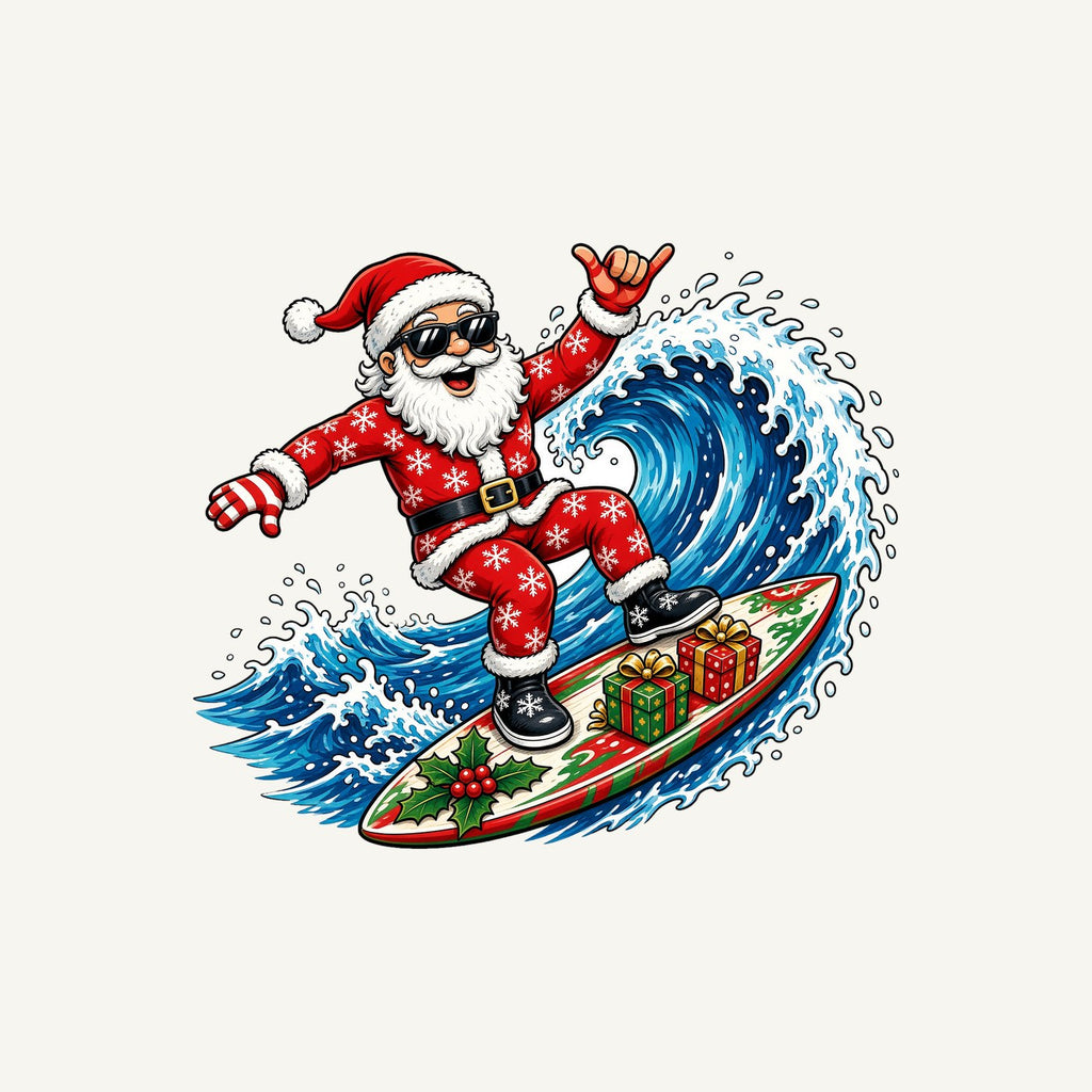 Surfing Santa Hang Loose Personalised Christmas T-Shirt and Hoodie