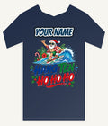 Surfing Santa Ho Ho Ho Personalised Kids and Baby Christmas Tee