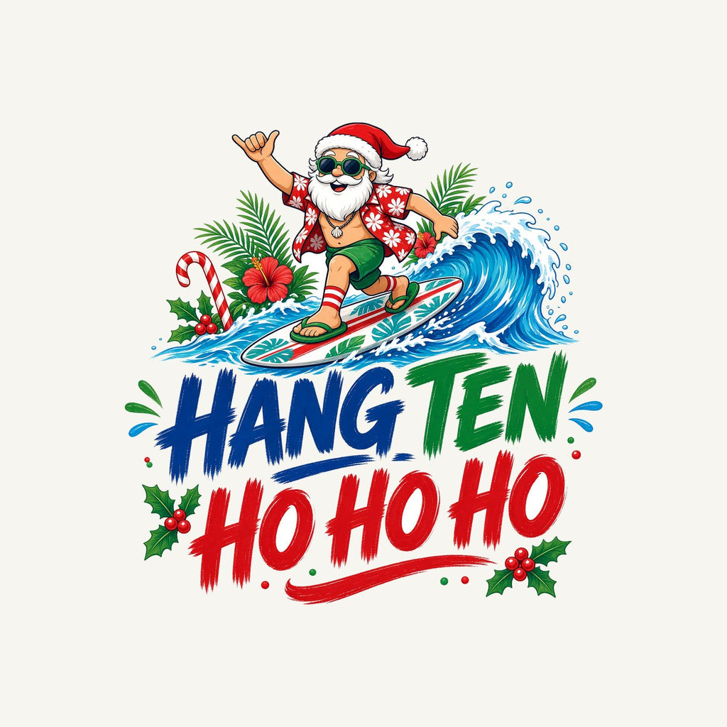 Surfing Santa Ho Ho Ho Personalised Kids and Baby Christmas Tee