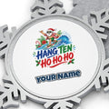 Surfing Santa Ho Ho Ho Personalised Pewter Christmas Ornament