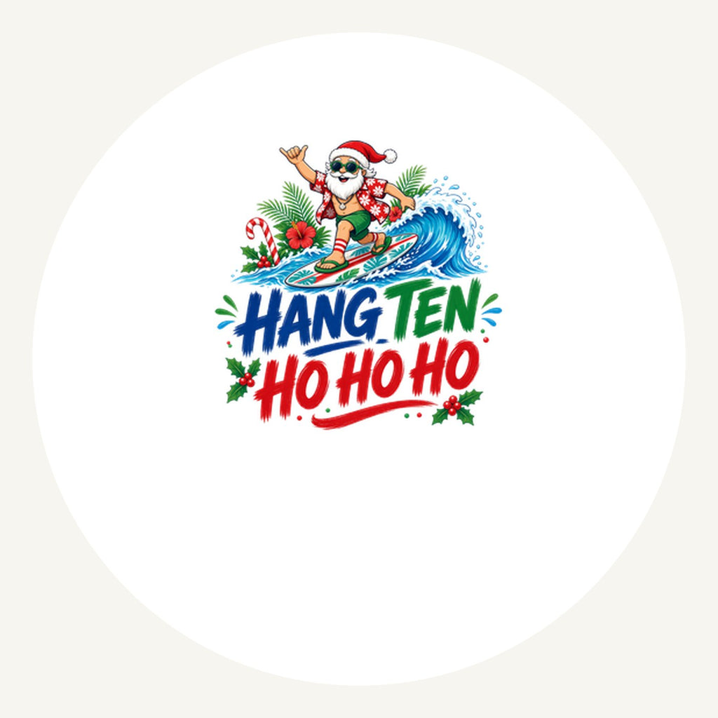 Surfing Santa Ho Ho Ho Personalised Pewter Christmas Ornament