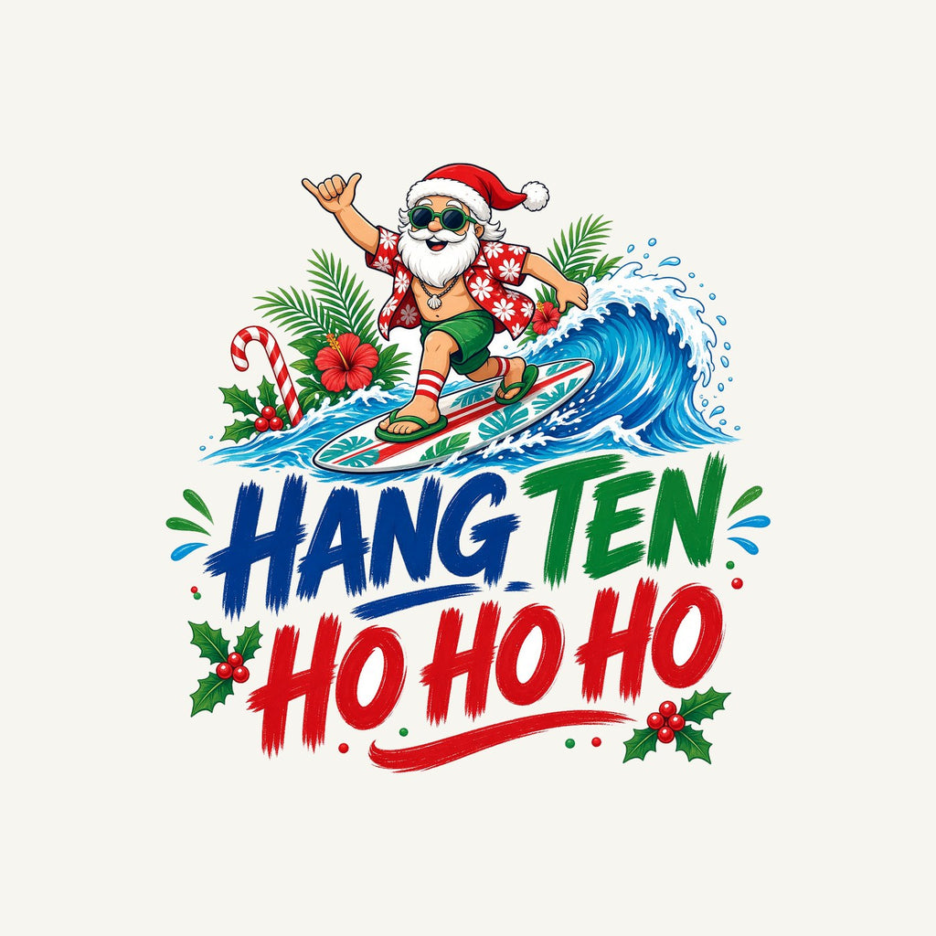 Surfing Santa Ho Ho Ho Personalised Christmas T-Shirt and Hoodie