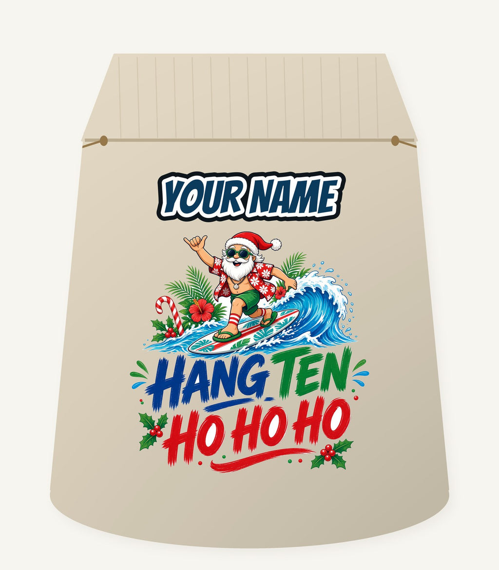 Surfing Santa Ho Ho Ho Personalised Santa Sack