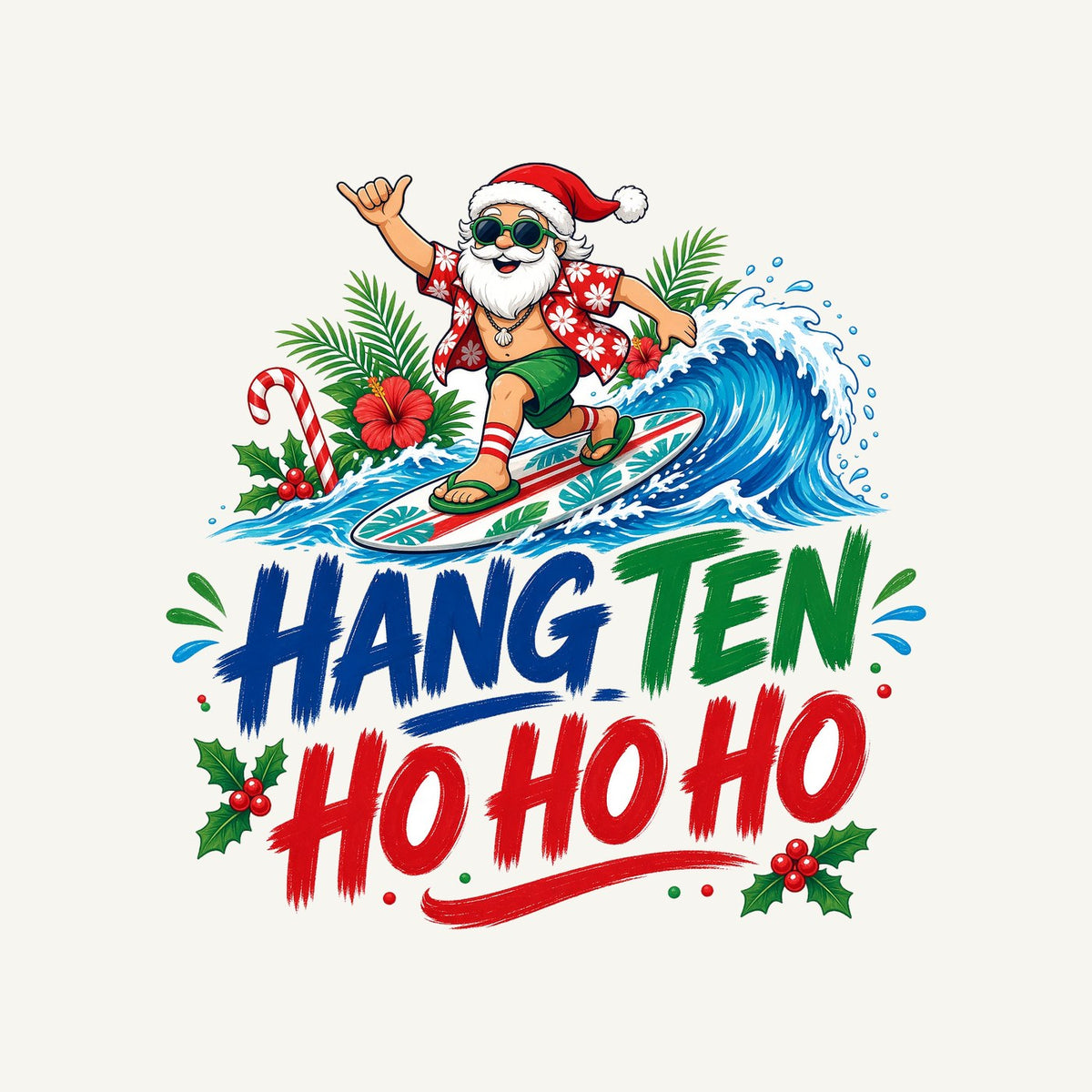Surfing Santa Ho Ho Ho Personalised Santa Sack