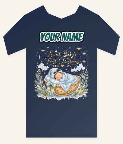 Sweet Baby's First Christmas Personalised Kids Tee and Baby Bodysuit