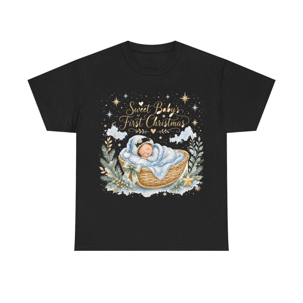 Sweet Baby's First Christmas personalised Christmas T-shirt in black