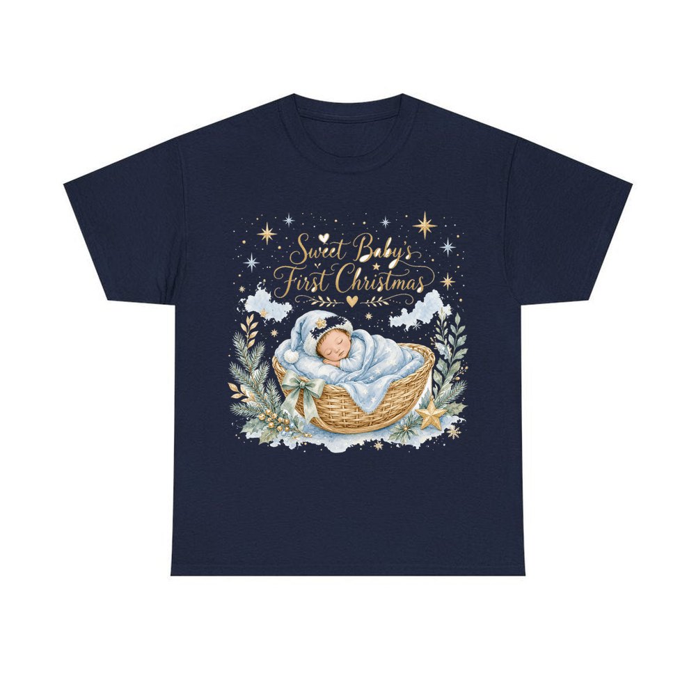 Sweet Baby's First Christmas personalised Christmas T-shirt in navy