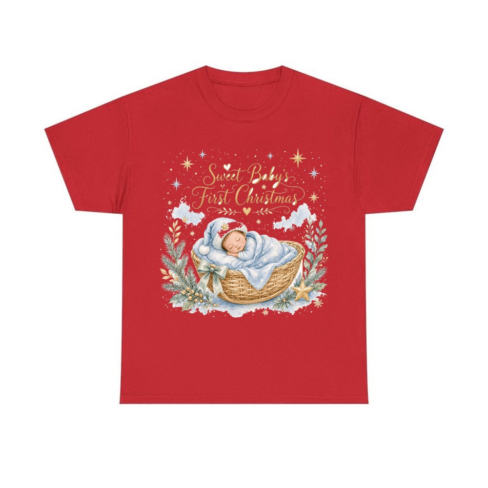 Sweet Baby's First Christmas personalised Christmas T-shirt in red