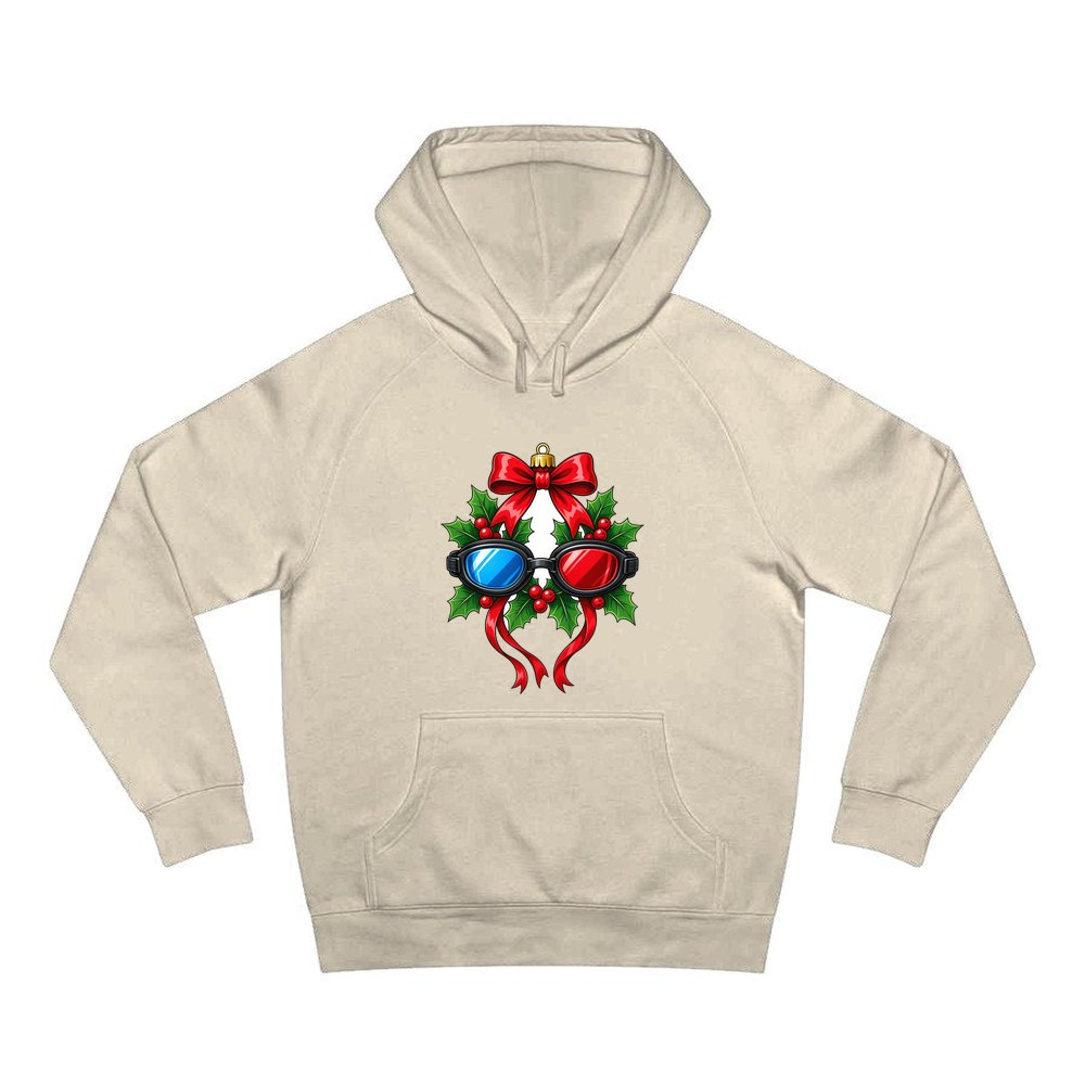 Swimming Goggles Wreath personalised Christmas hoodie in sand