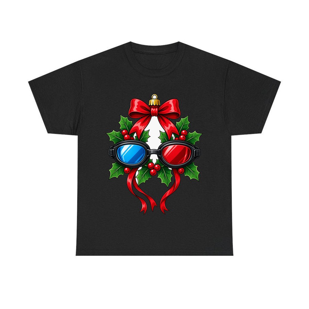 Swimming Goggles Wreath personalised Christmas T-shirt in black