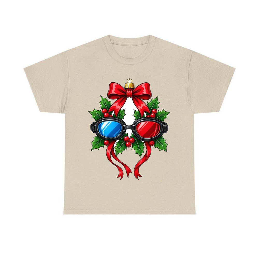 Swimming Goggles Wreath personalised Christmas T-shirt in sand