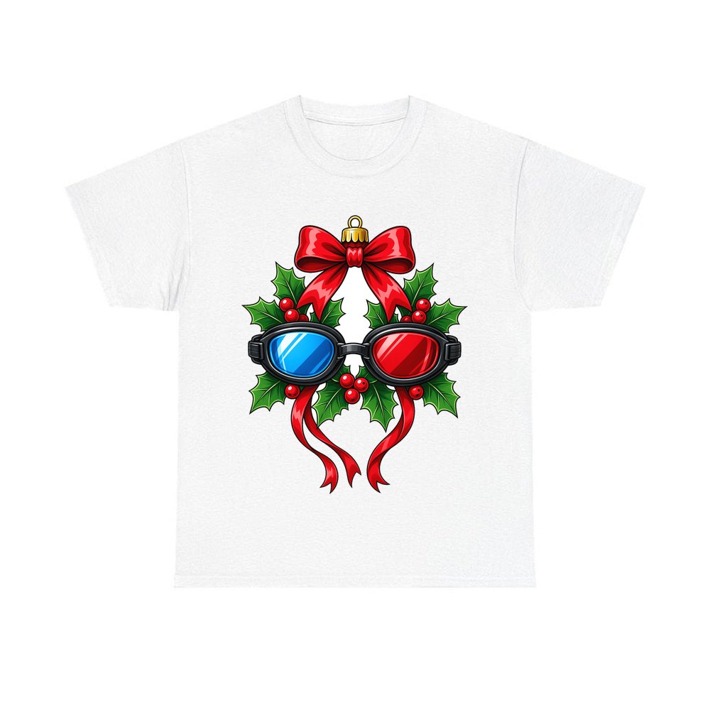 Swimming Goggles Wreath personalised Christmas T-shirt in white
