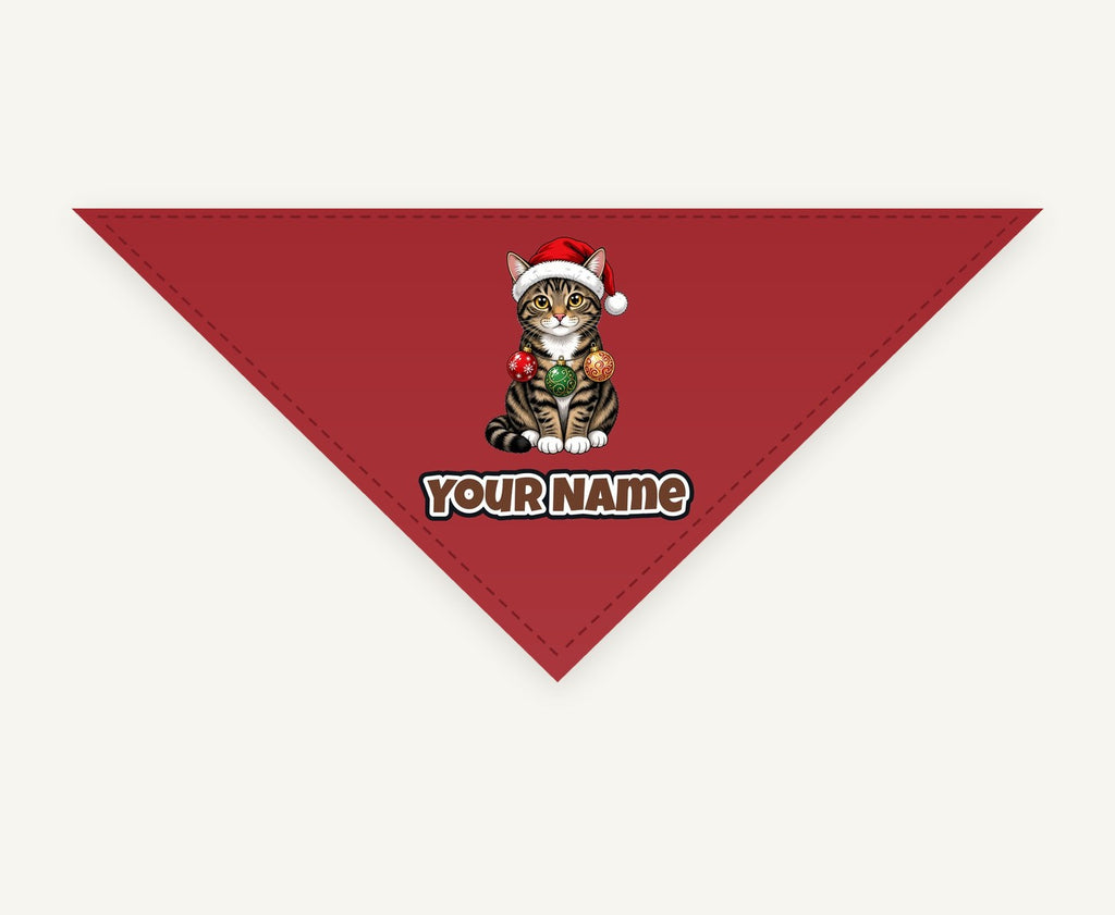 Tabby Cat Christmas Personalised Christmas Pet Bandana, Cat or Dog