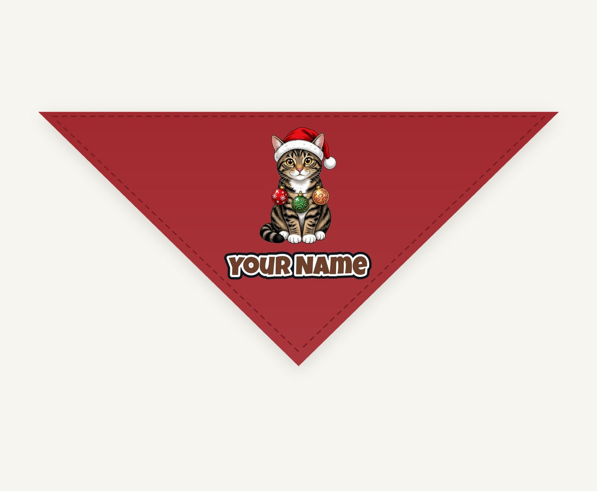 Tabby Cat Christmas Personalised Christmas Pet Bandana, Cat or Dog