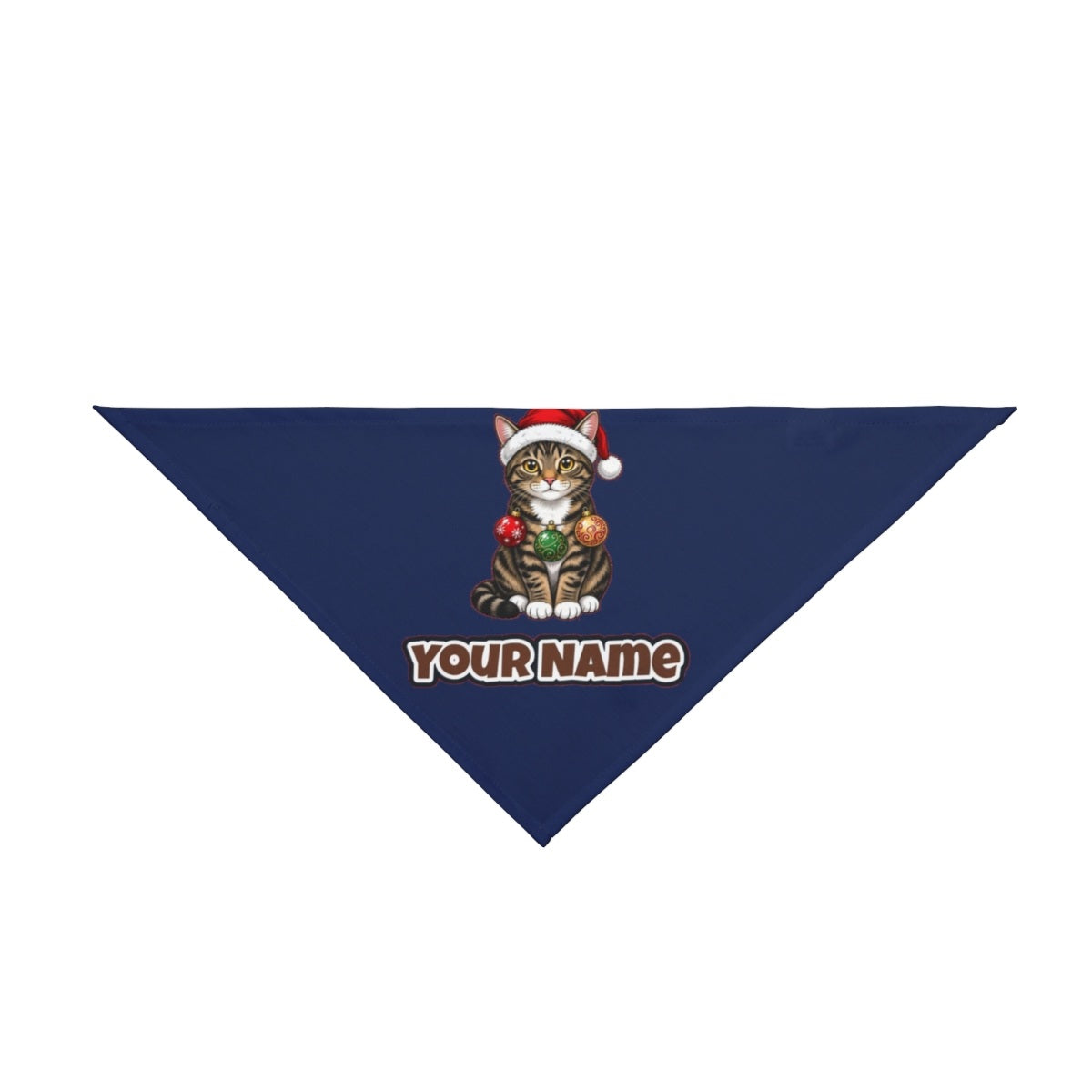 Tabby Cat personalised Christmas pet bandana in navy, tie-on style