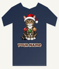 Tabby Cat Christmas Personalised Kids Tee and Baby Bodysuit