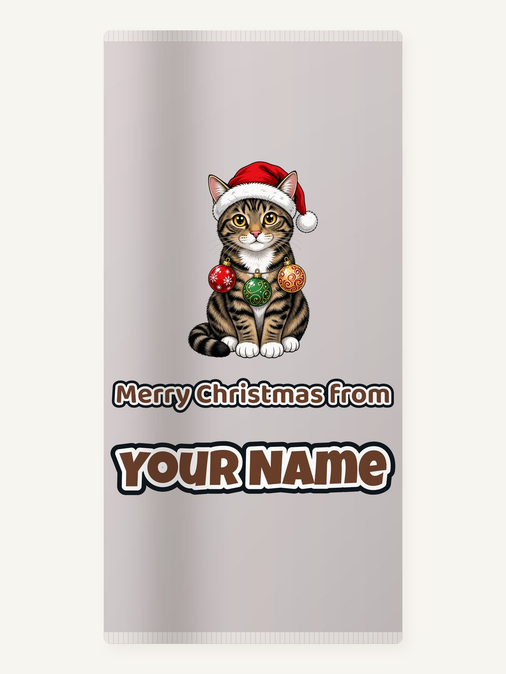Tabby Cat Christmas Personalised Beach Towel