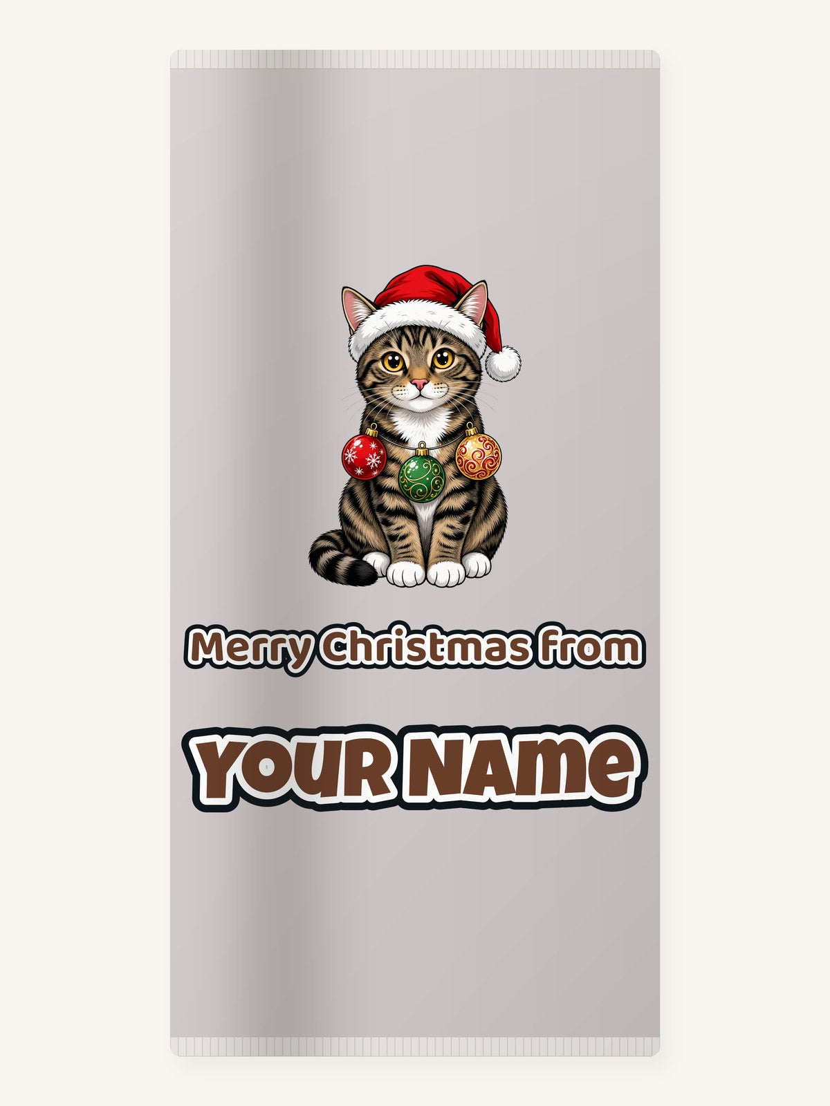 Tabby Cat Christmas Personalised Beach Towel