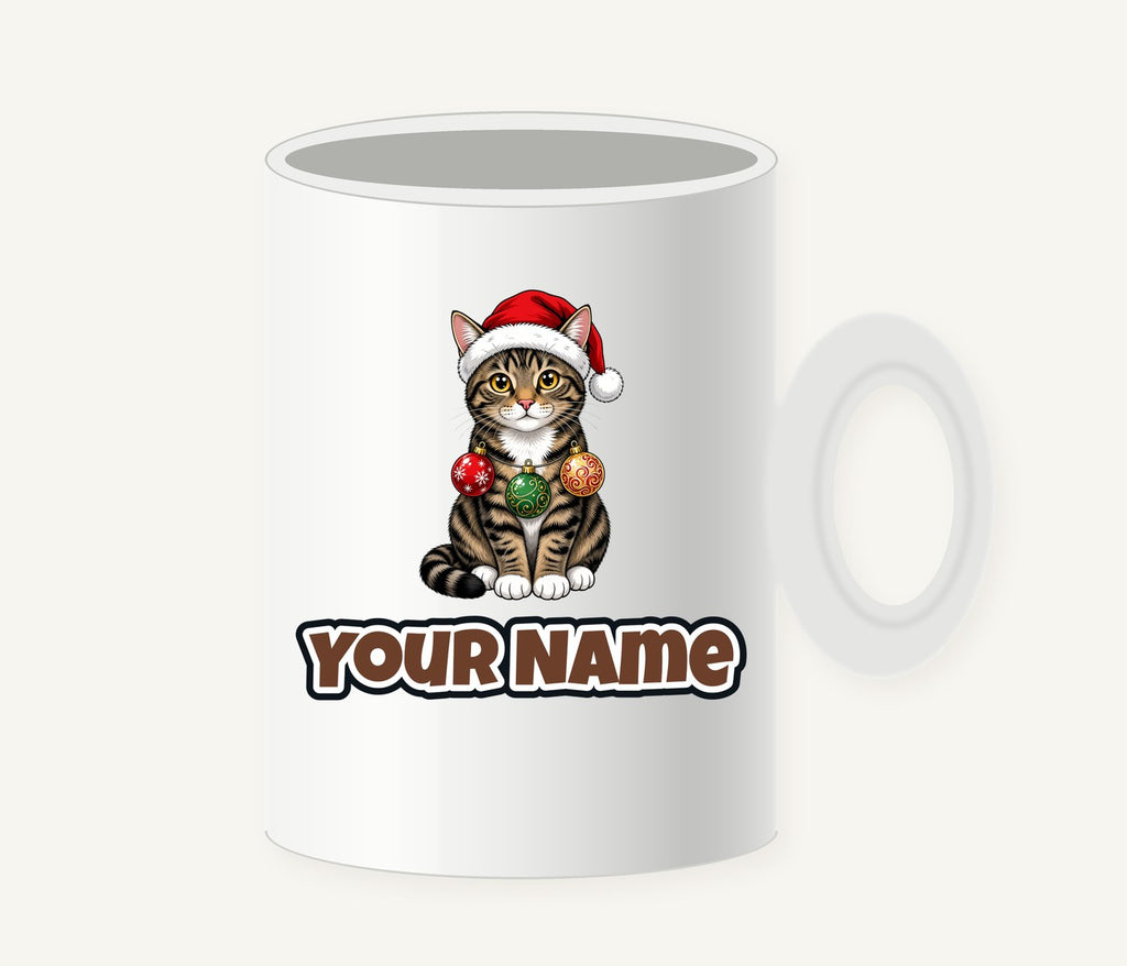 Tabby Cat Christmas Personalised Christmas Mug