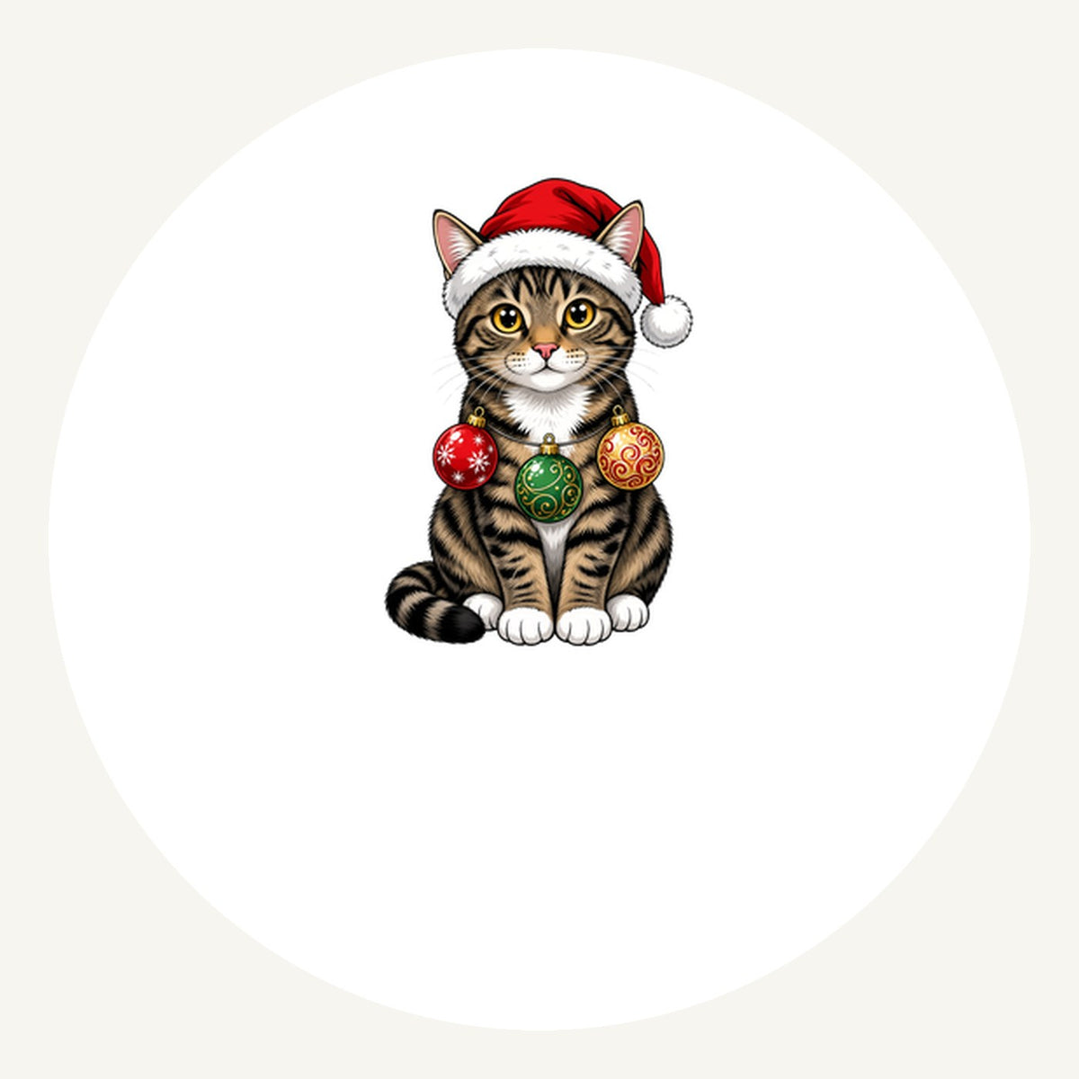 Tabby Cat Personalised Pewter Christmas Ornament