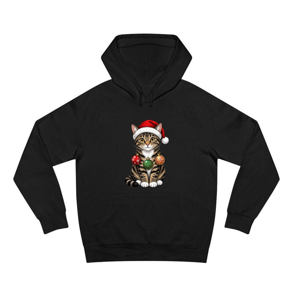 Tabby Cat personalised Christmas hoodie in black