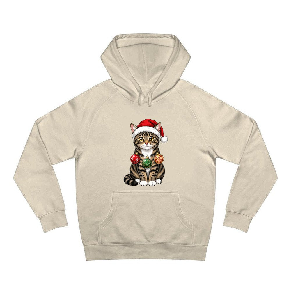 Tabby Cat personalised Christmas hoodie in sand