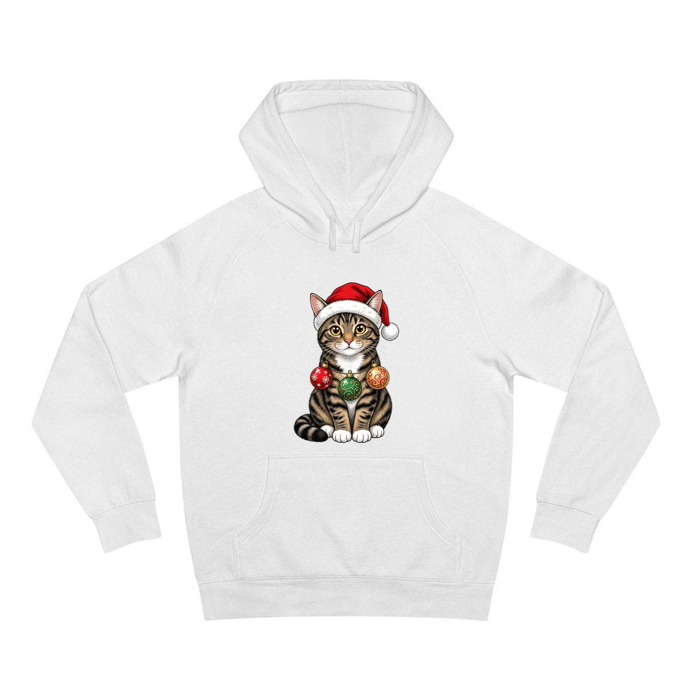 Tabby Cat personalised Christmas hoodie in white
