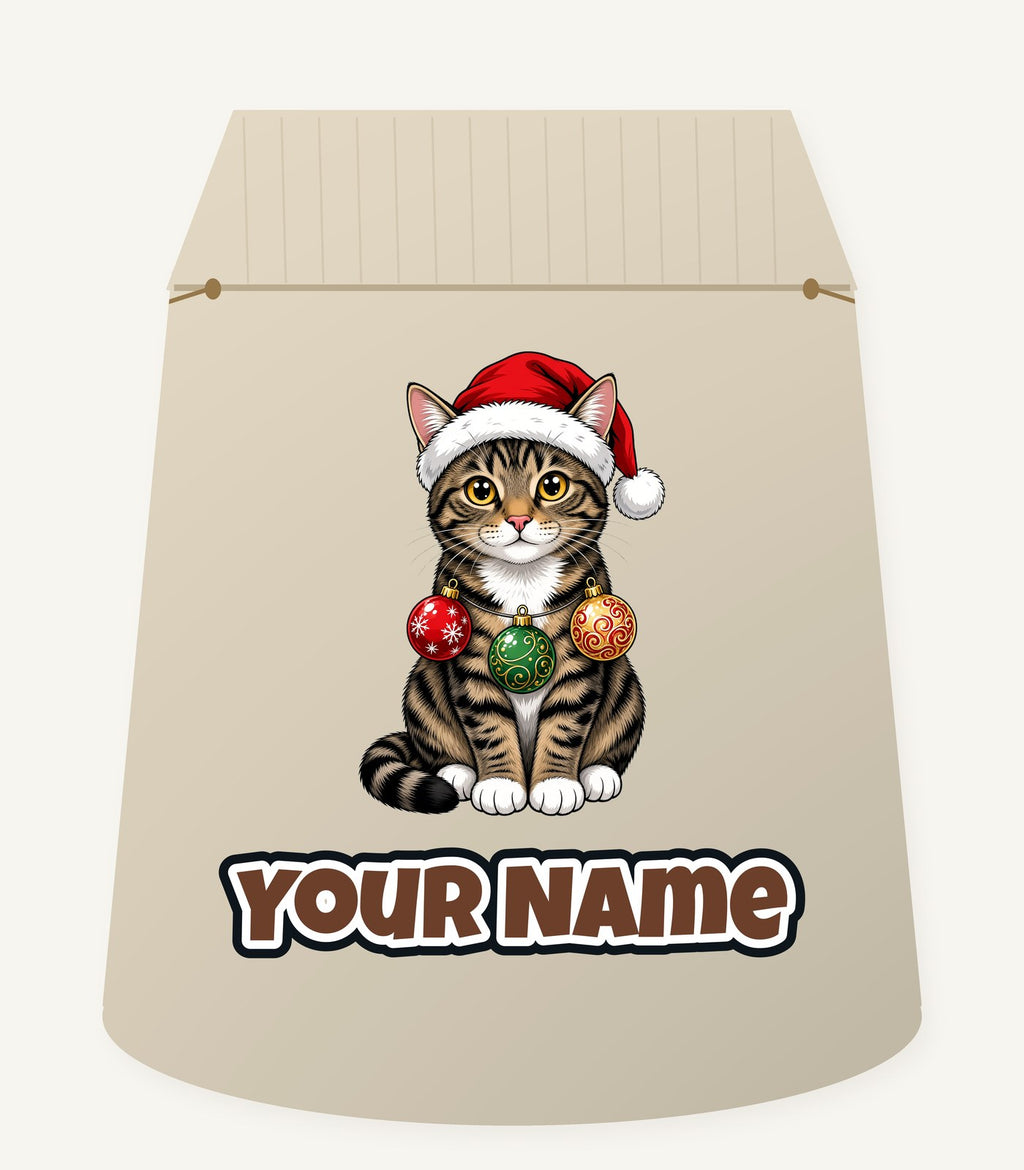 Tabby Cat Christmas Personalised Santa Sack