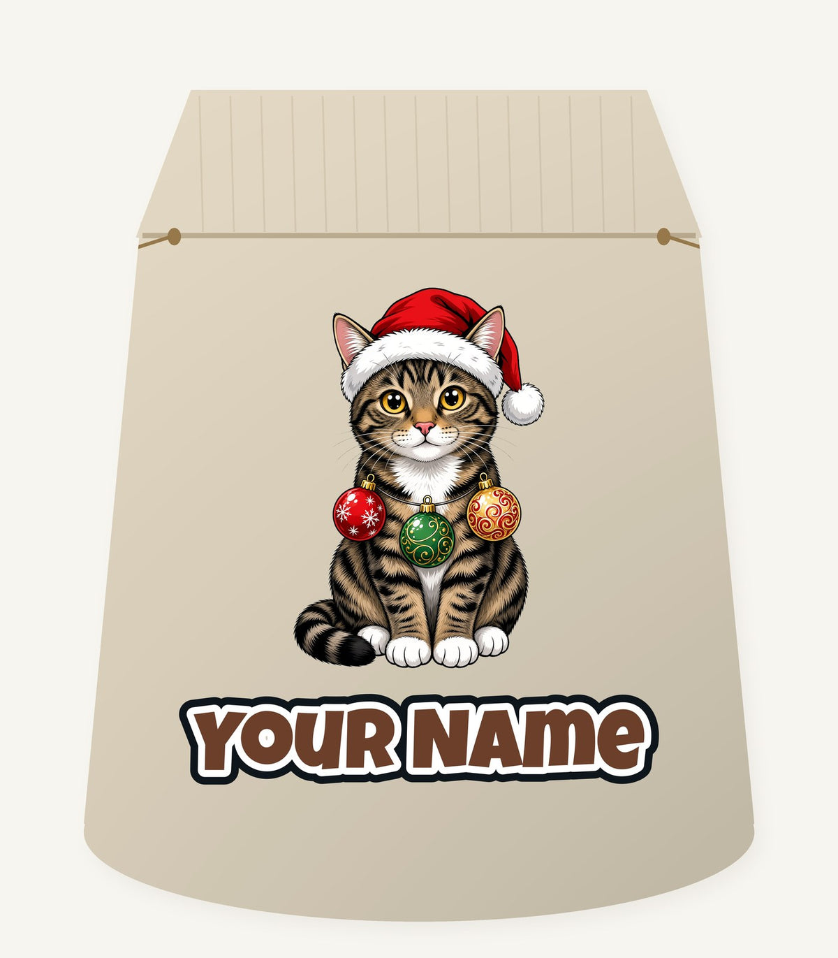 Tabby Cat Christmas Personalised Santa Sack