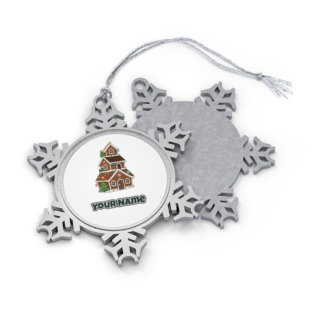 Tall Gingerbread Lolly House Personalised Pewter Christmas Ornament