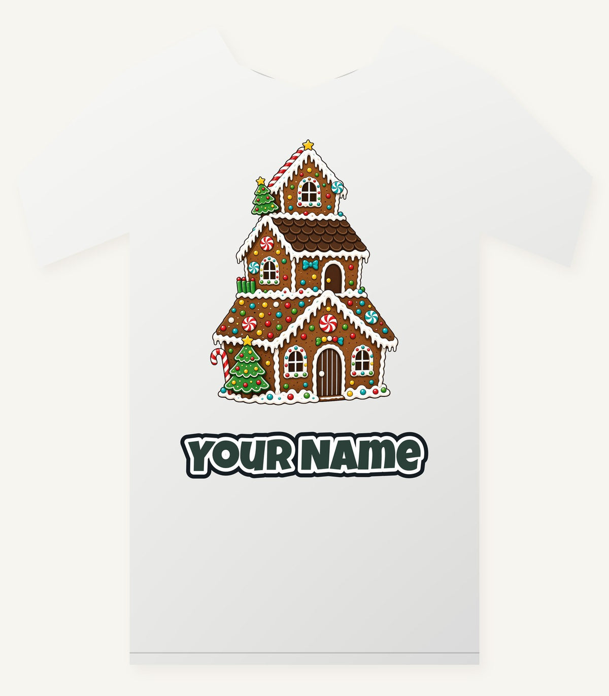 Tall Gingerbread Lolly House Personalised Christmas T-Shirt and Hoodie